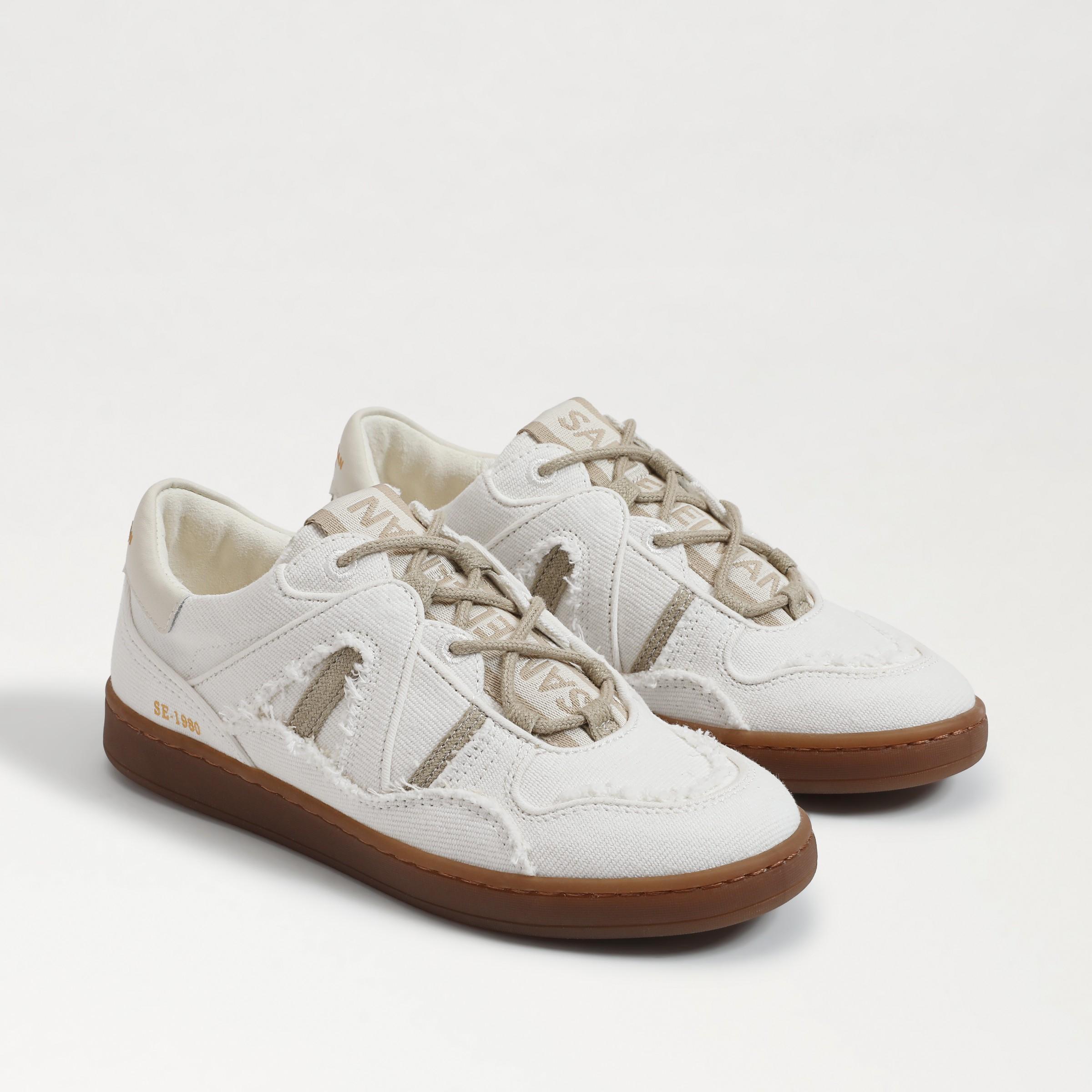 Sam Edelman Jayne Lace Up Sneaker White/Stone Grey Fabric Product Image