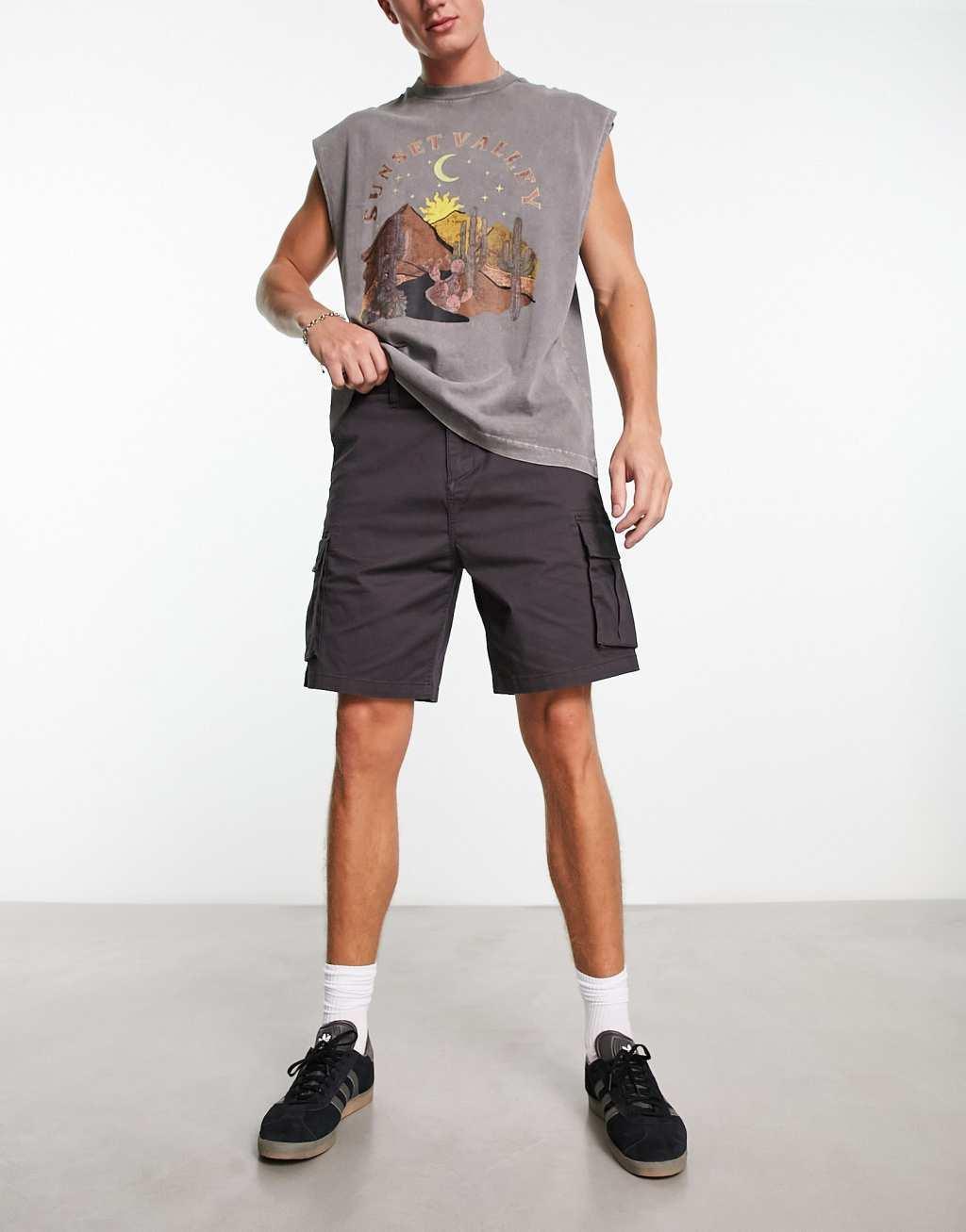 Quiksilver relaxed cargo shorts in black Product Image