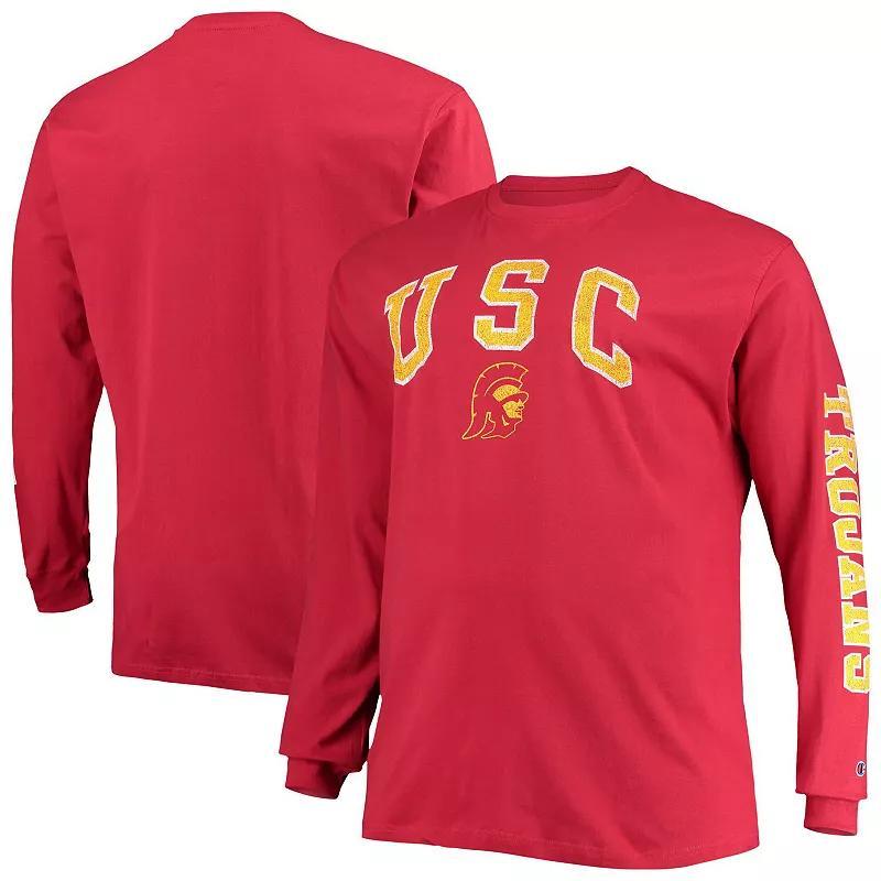 Mens Champion Cardinal Distressed Usc Trojans Big and Tall 2-Hit Long Sleeve T-shirt Product Image