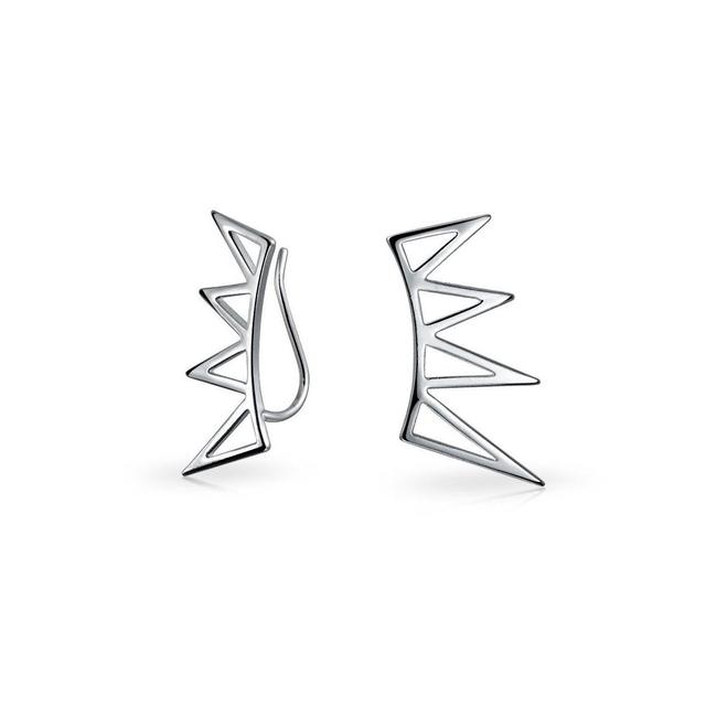 Boho Trendy Minimalist Geometric Pyramid Spike Triangles Crawlers Ear Pin Warp Climbers Earrings For Women Teen.925 Sterling Silver Product Image