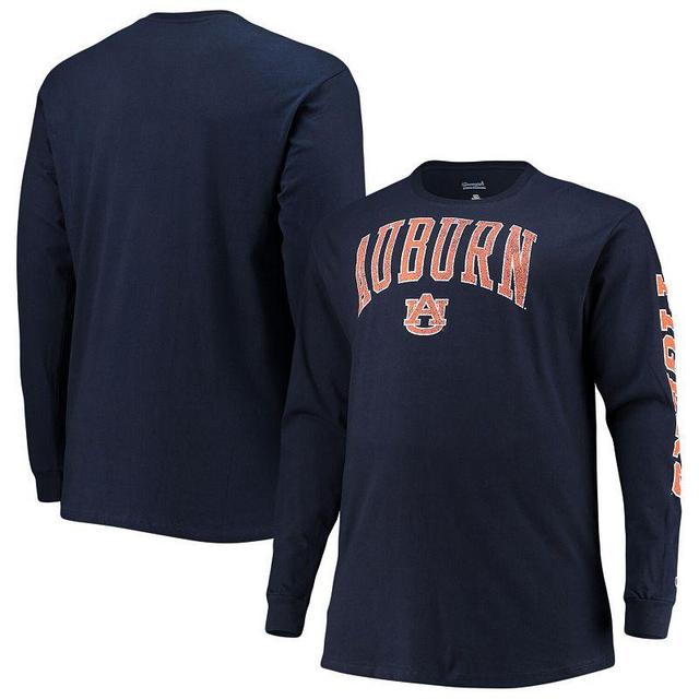 Mens Champion Auburn Tigers Big & Tall 2-Hit Long Sleeve T-Shirt Blue Product Image