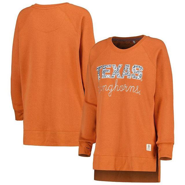 Womens Pressbox Texas Orange Texas Longhorns Steamboat Animal Print Raglan Pullover Sweatshirt Product Image