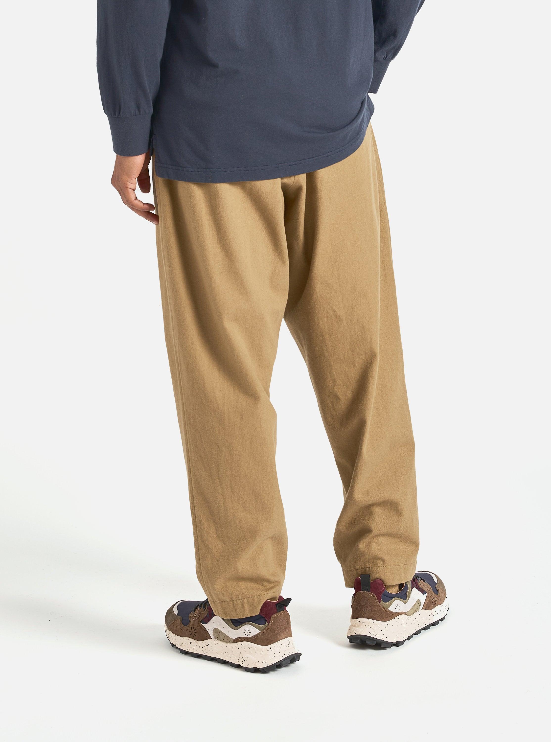 Universal Works Pleated Track Pant in Sand Brushed Moleskin Product Image