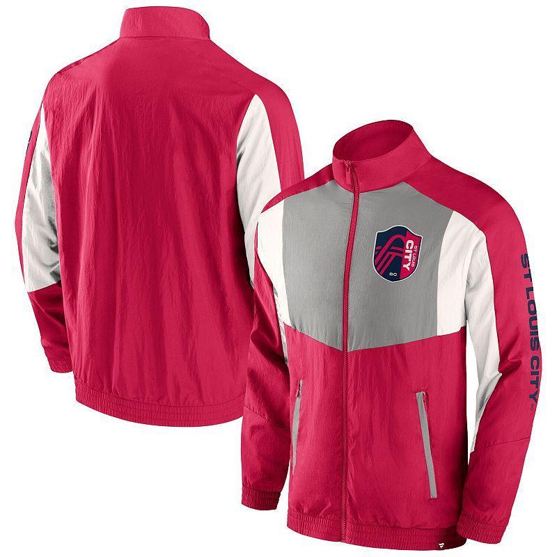 Mens Fanatics Branded Red St. Louis City SC Net Goal Raglan Full-Zip Track Jacket Product Image