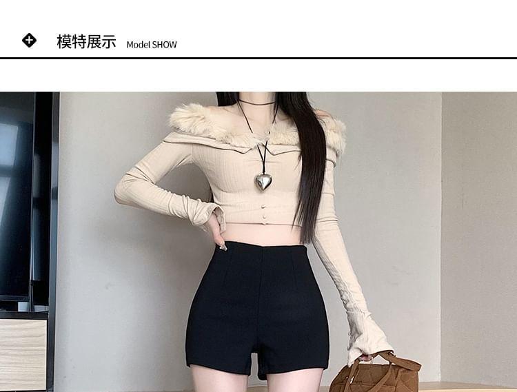 High Waist Plain Hot Pants Product Image