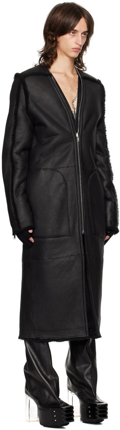 RICK OWENS Black Porterville Klaus Reversible Shearling Jacket In 909 Black/black Product Image