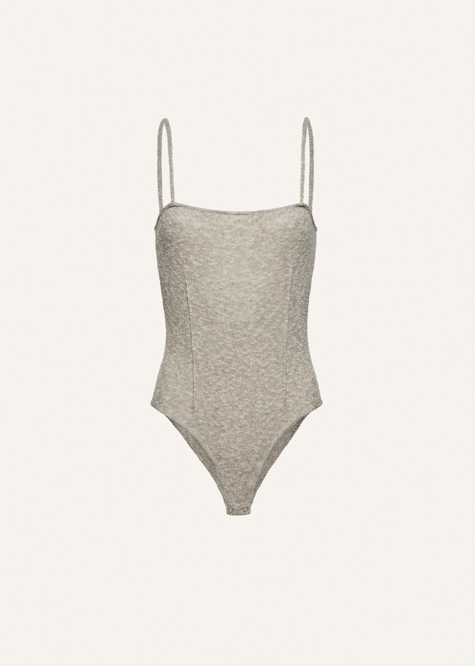 Thin knit bodysuit in grey Product Image