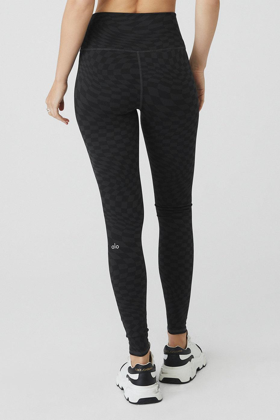 Alo Yoga | Jacquard High-Waist Checkered Legging Grey Product Image