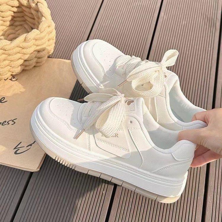 Lettering Lace-Up Platform Sneakers Product Image