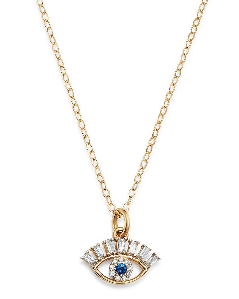 Bloomingdale's Diamond & Blue Sapphire Evil Eye Pendant Necklace in 14K Yellow Gold, 18 - 100% Exclusive - Female Product Image