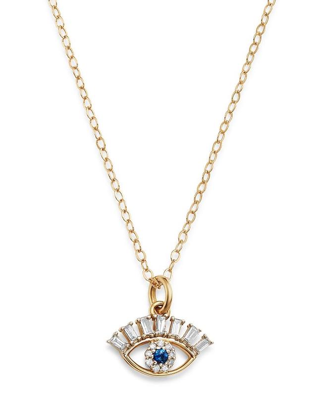 Bloomingdale's Diamond & Blue Sapphire Evil Eye Pendant Necklace in 14K Yellow Gold, 18 - 100% Exclusive - Female Product Image