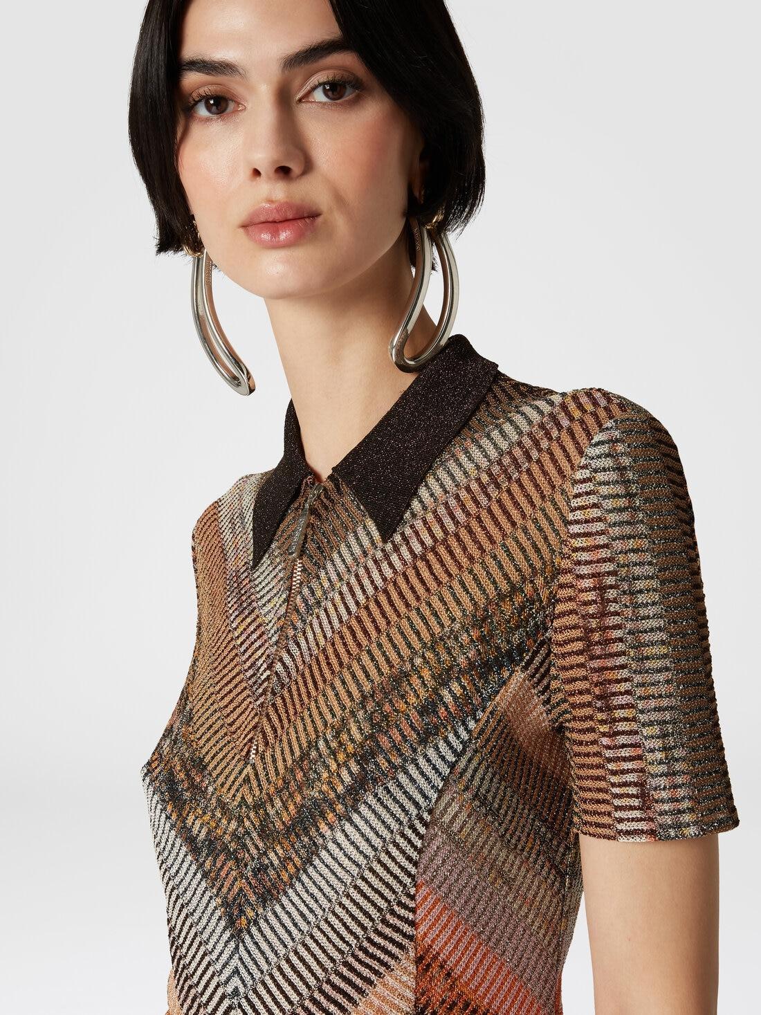 Short-sleeved lamé knit polo shirt Multicoloured | Missoni Product Image