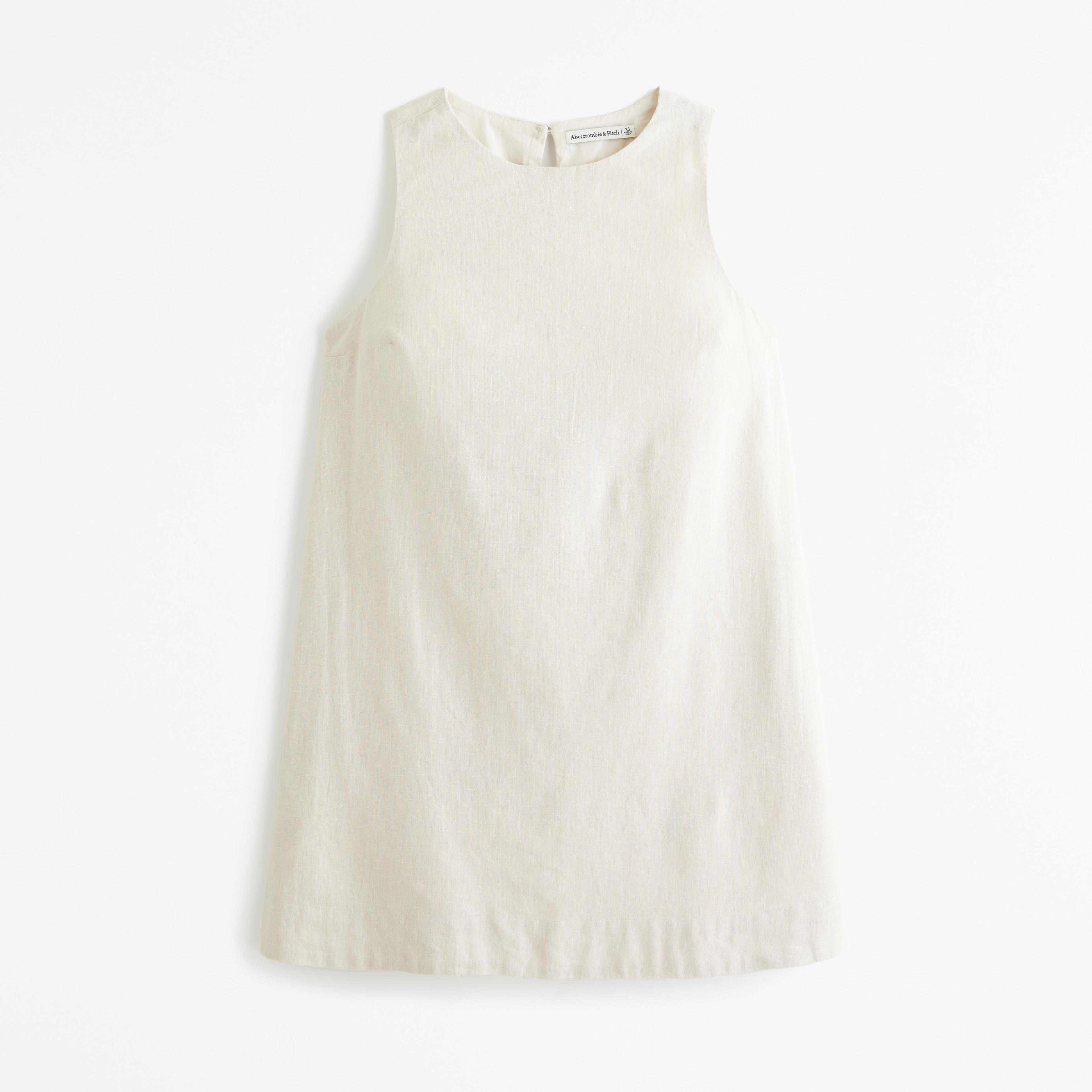 High-Neck Linen-Blend Mini Dress Product Image