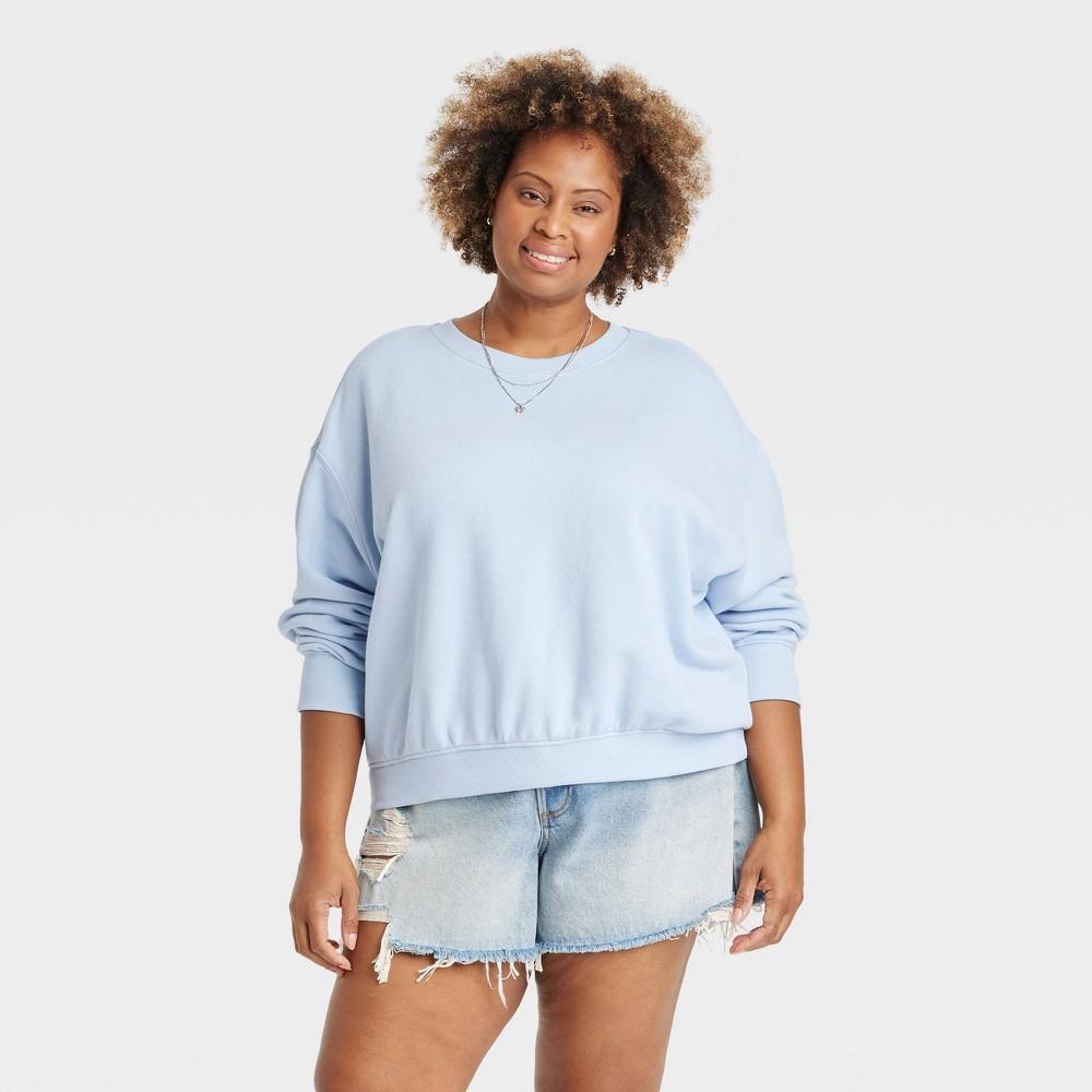 Womens Leisure Studio Pullover Sweatshirt - Universal Thread Light Blue 1X Product Image