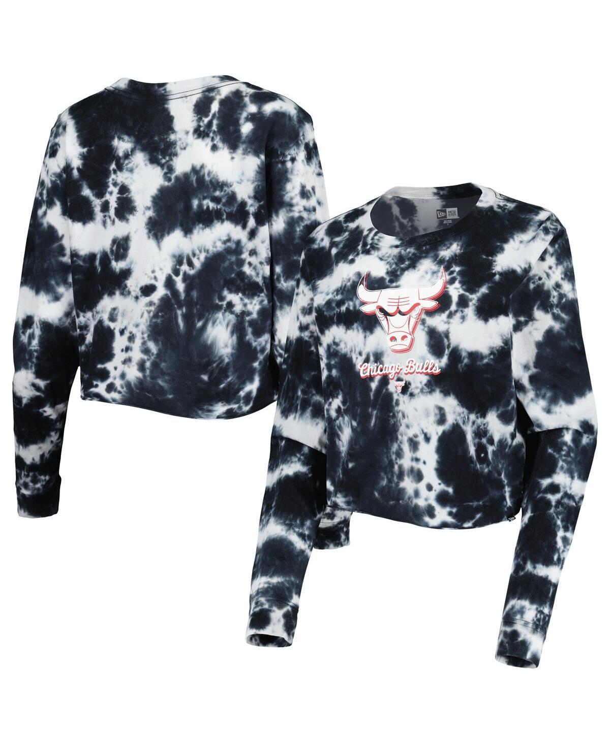 Womens New Era Chicago Bulls Tie Dye Cropped Long Sleeve T-Shirt Product Image