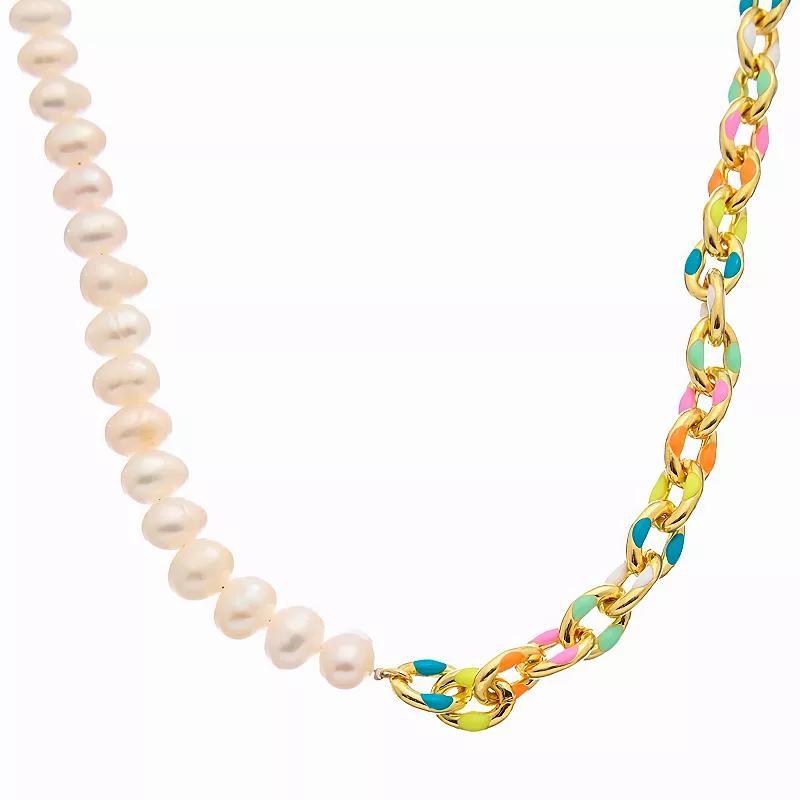 Juvell 18k Gold Plated Cultured Freshwater Pearl Multicolor Necklace, Womens Gold Tone Product Image