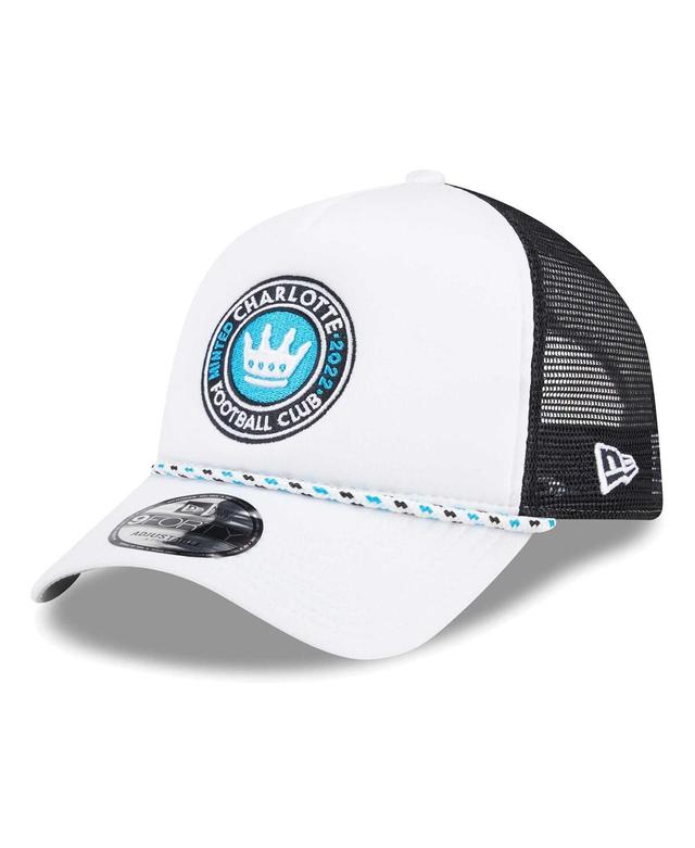 New Era Mens White Charlotte Fc Court Sport Foam A-Frame 9FORTY Adjustable Trucker Hat - White, Black Product Image