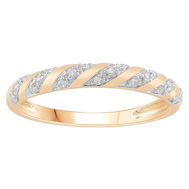 10k Gold 1/10 Carat T.W. Diamond Stackable Band Ring, Womens Yellow Product Image