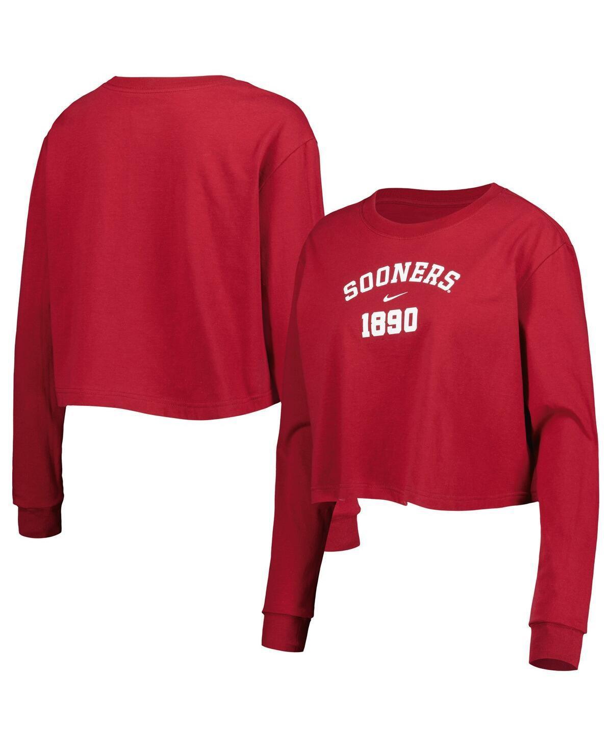 Womens Nike Crimson Oklahoma Sooners Est. Cropped Long Sleeve T-shirt Product Image