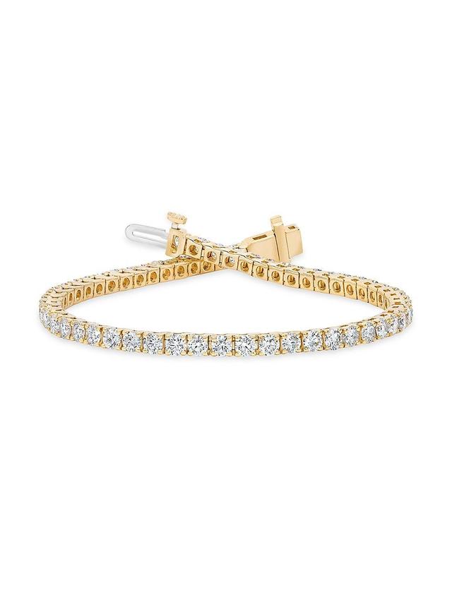 Womens 14K Yellow Gold & 5 TCW Round Natural Diamond Tennis Bracelet Product Image