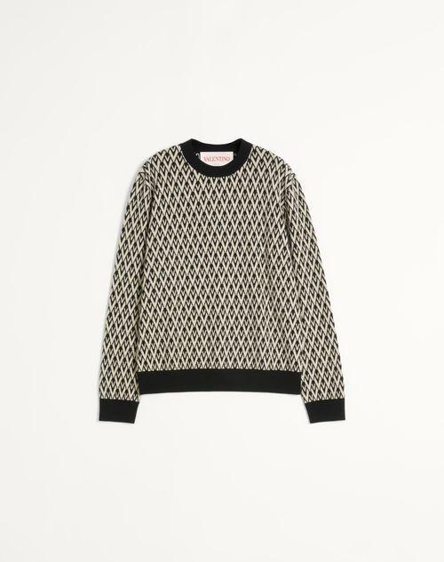 CREWNECK WOOL SWEATER WITH TOUTE LA V JACQUARD PATTERN Product Image