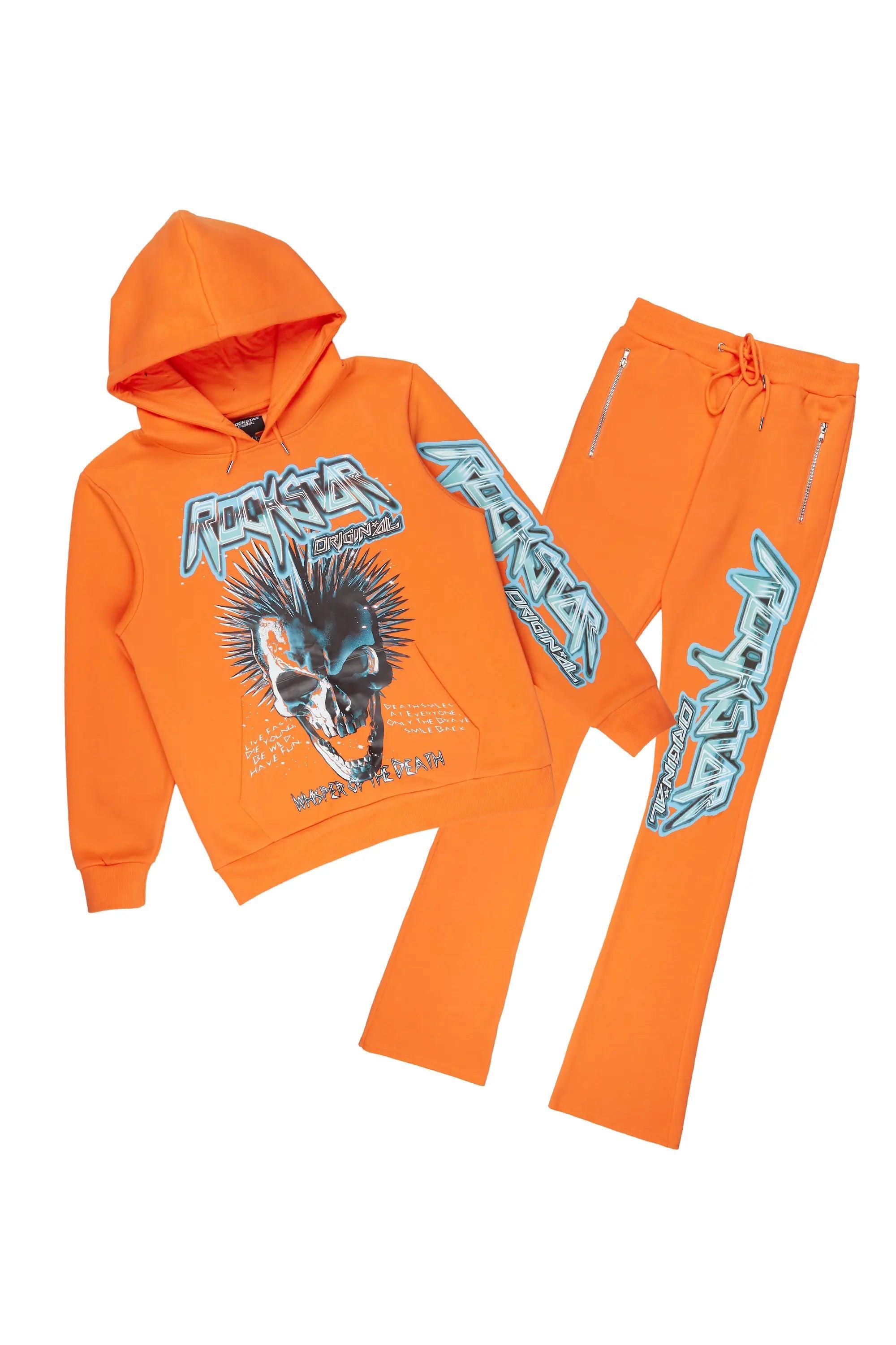 Obern Orange Graphic Hoodie/Stacked Flare Pant Track Set Male Product Image