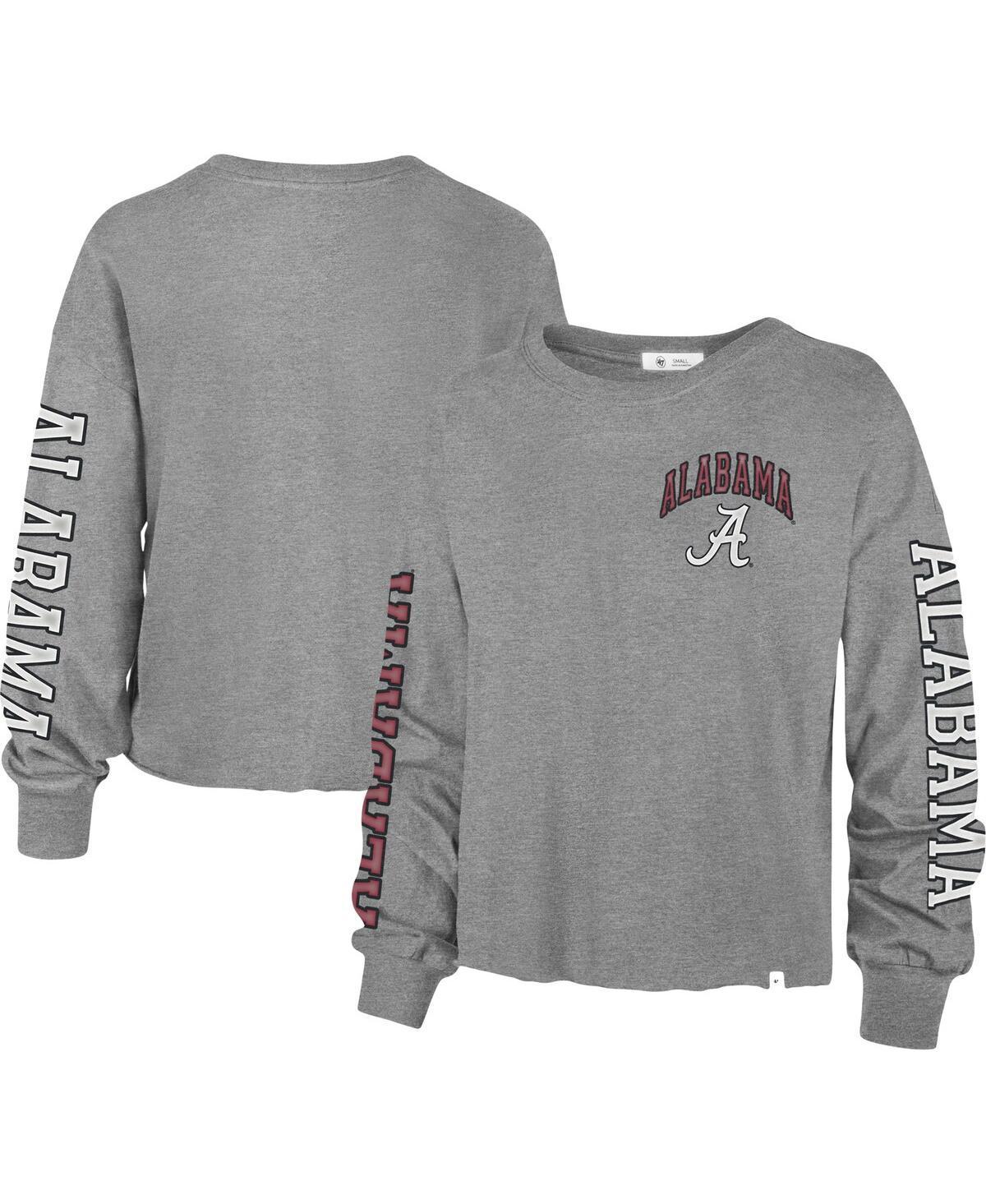 Womens 47 Heathered Gray Alabama Crimson Tide Ultra Max Parkway Long Sleeve Cropped T-Shirt Product Image