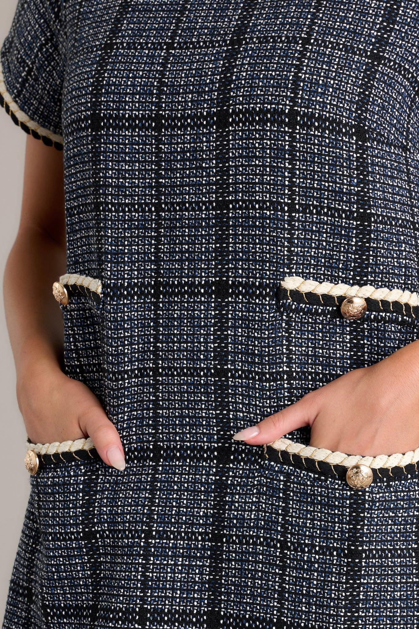 Take My Word Navy Tweed Mini Dress Product Image