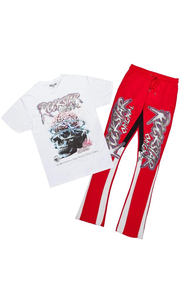 Waller White/Red T-Shirt Stacked Flare Track Set Male Product Image