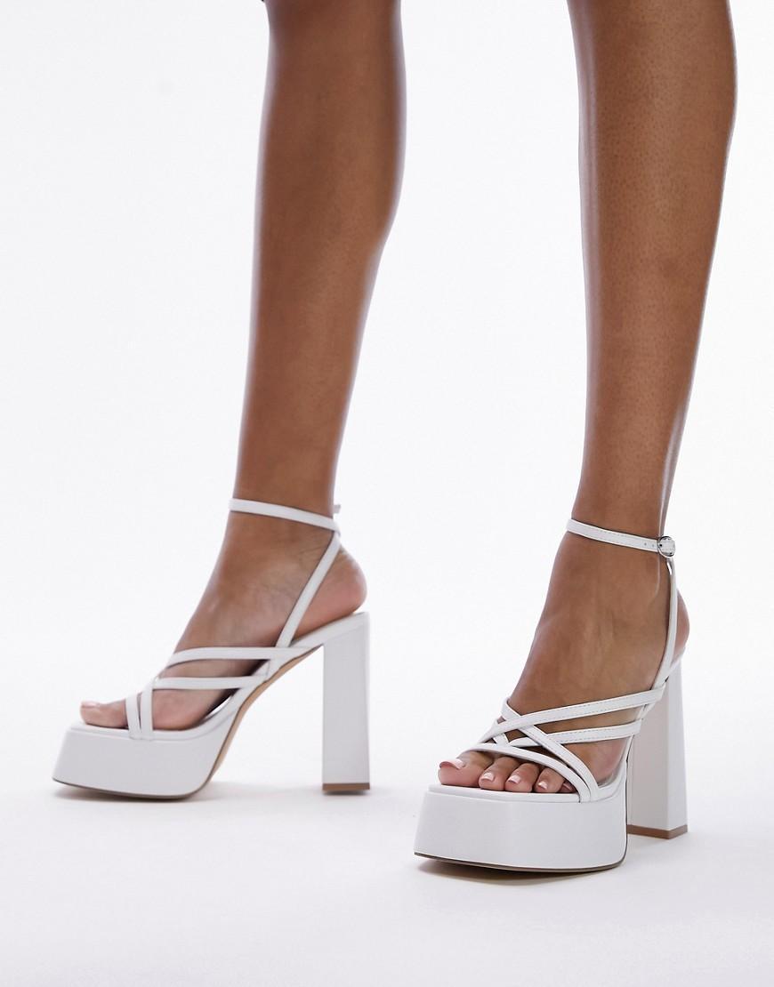 Topshop Wide Fit Elsie strappy platform with ankle tie Product Image