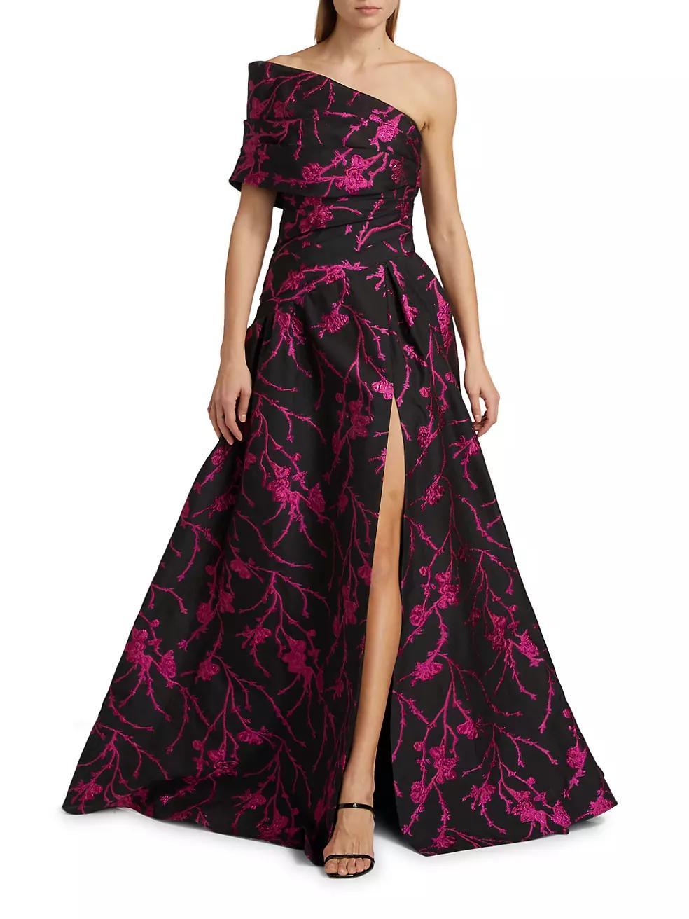 Floral Fil Coupé One-Shoulder Gown Product Image