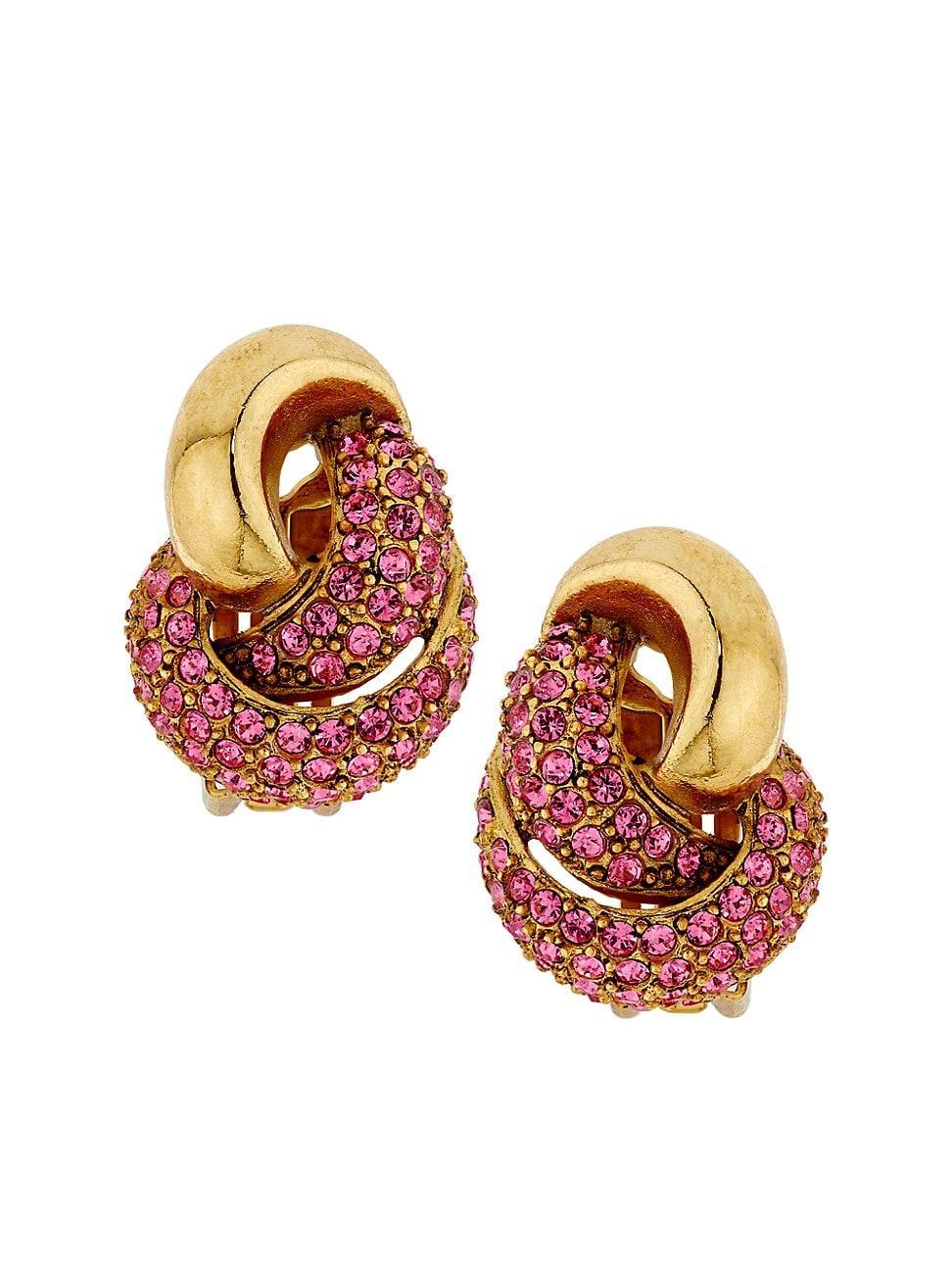 Womens Love Knot 2.0 Goldtone & Glass Crystal Stud Earrings Product Image