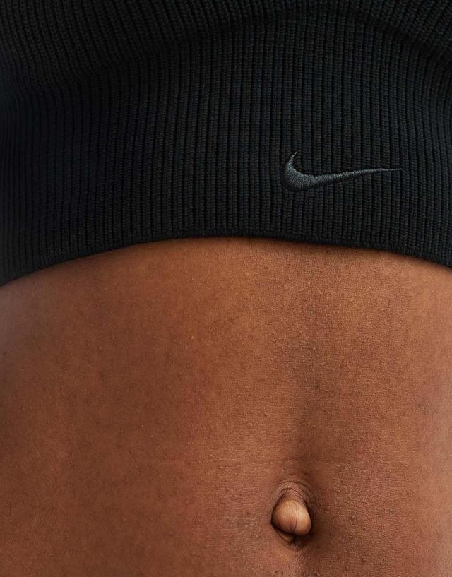 Nike Chill Knit ribbed bra in black Product Image