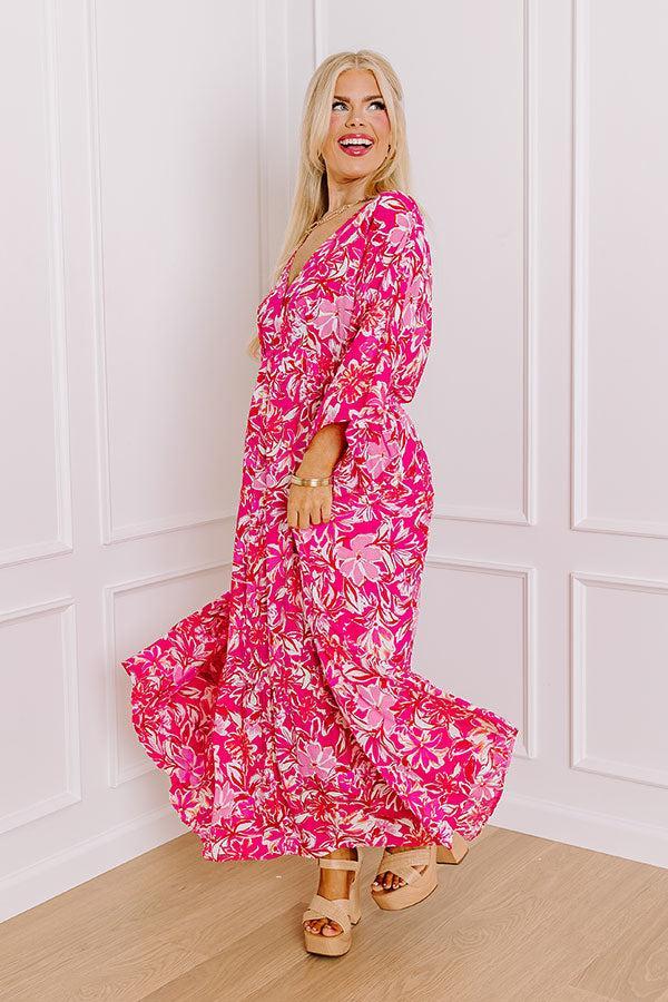 Blossom Breeze Floral Maxi In Hot Pink Curves Product Image