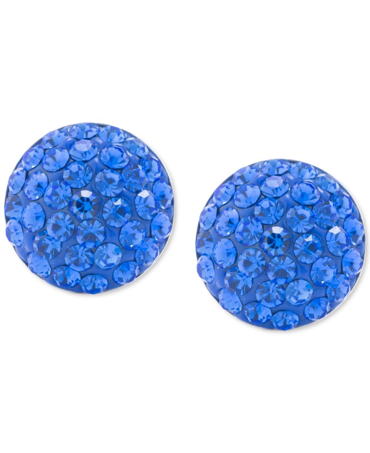 Main and Sterling Sterling Silver Crystal Half Ball Stud Earrings, Womens Dark Blue Product Image