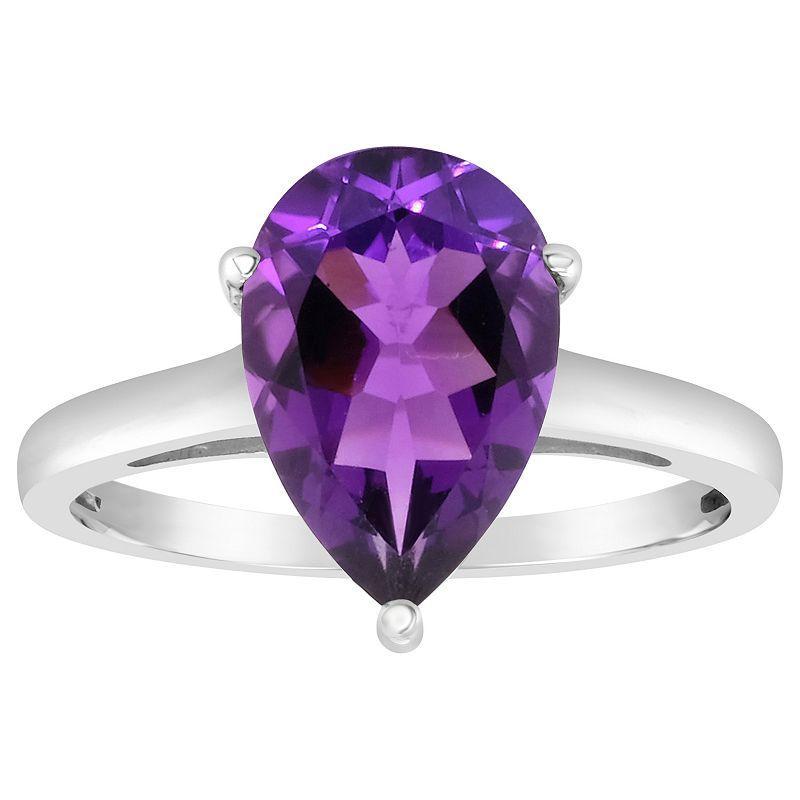 Alyson Layne 14k Gold Pear Cut Amethyst Solitaire Ring, Womens 14k White Gold Product Image