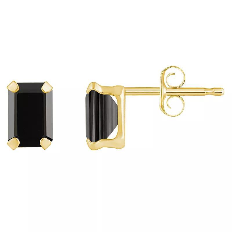 Celebration Gems 10k Gold Emerald Cut Lab-Created Ruby Stud Earrings, Womens, Yellow Product Image