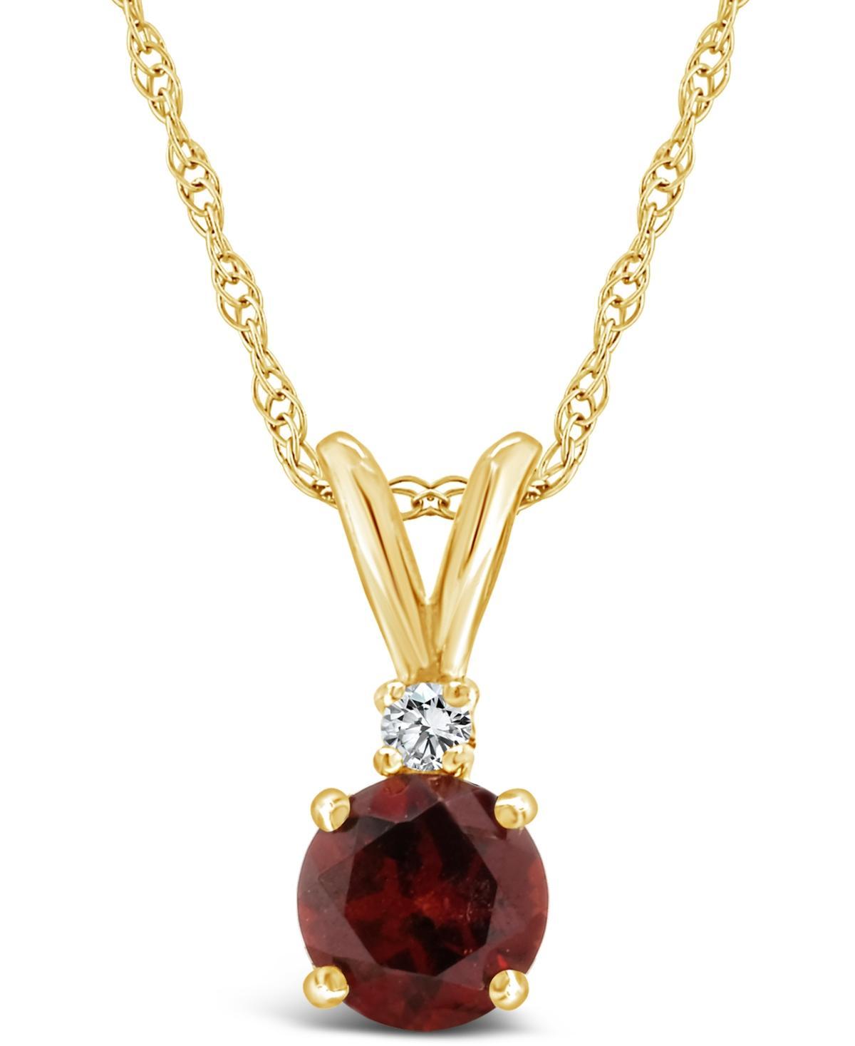 Garnet (1-1/10 ct.t.w) and Diamond Accent Pendant Necklace in 14K Yellow Gold Product Image