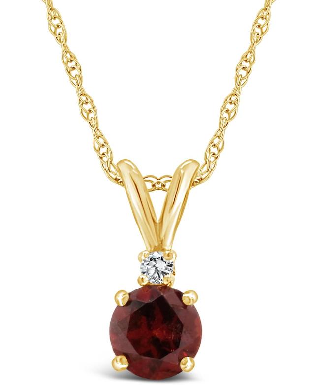 Garnet (1-1/10 ct.t.w) and Diamond Accent Pendant Necklace in 14K Yellow Gold Product Image