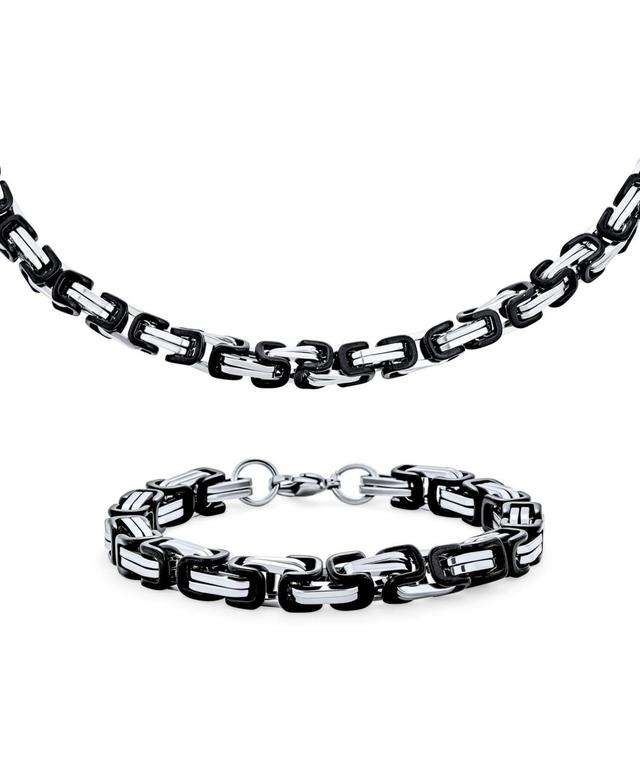 Bling Jewelry Mechanic Byzantine Goth Punk Rocker Urban Biker Heavy Chain Men Teens Necklace Bracelet Jewelry Set Stainless Steel 20 Inch 8 Inch - Bla Product Image