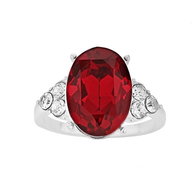 Brilliance Oval Red Crystal Ring, Womens Silver Tone Product Image