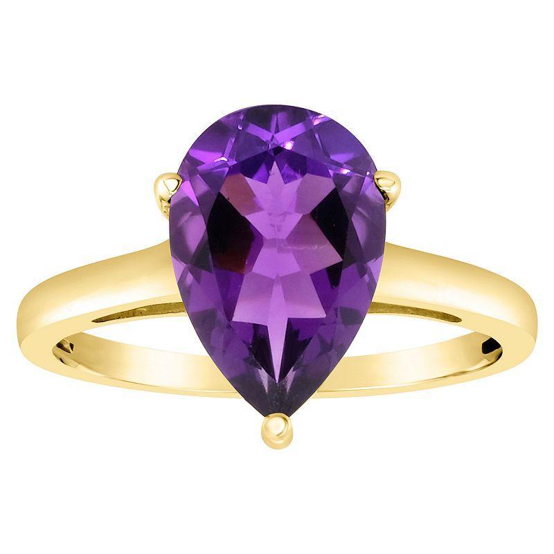 Alyson Layne 14k Gold Pear Cut Amethyst Solitaire Ring, Womens Product Image