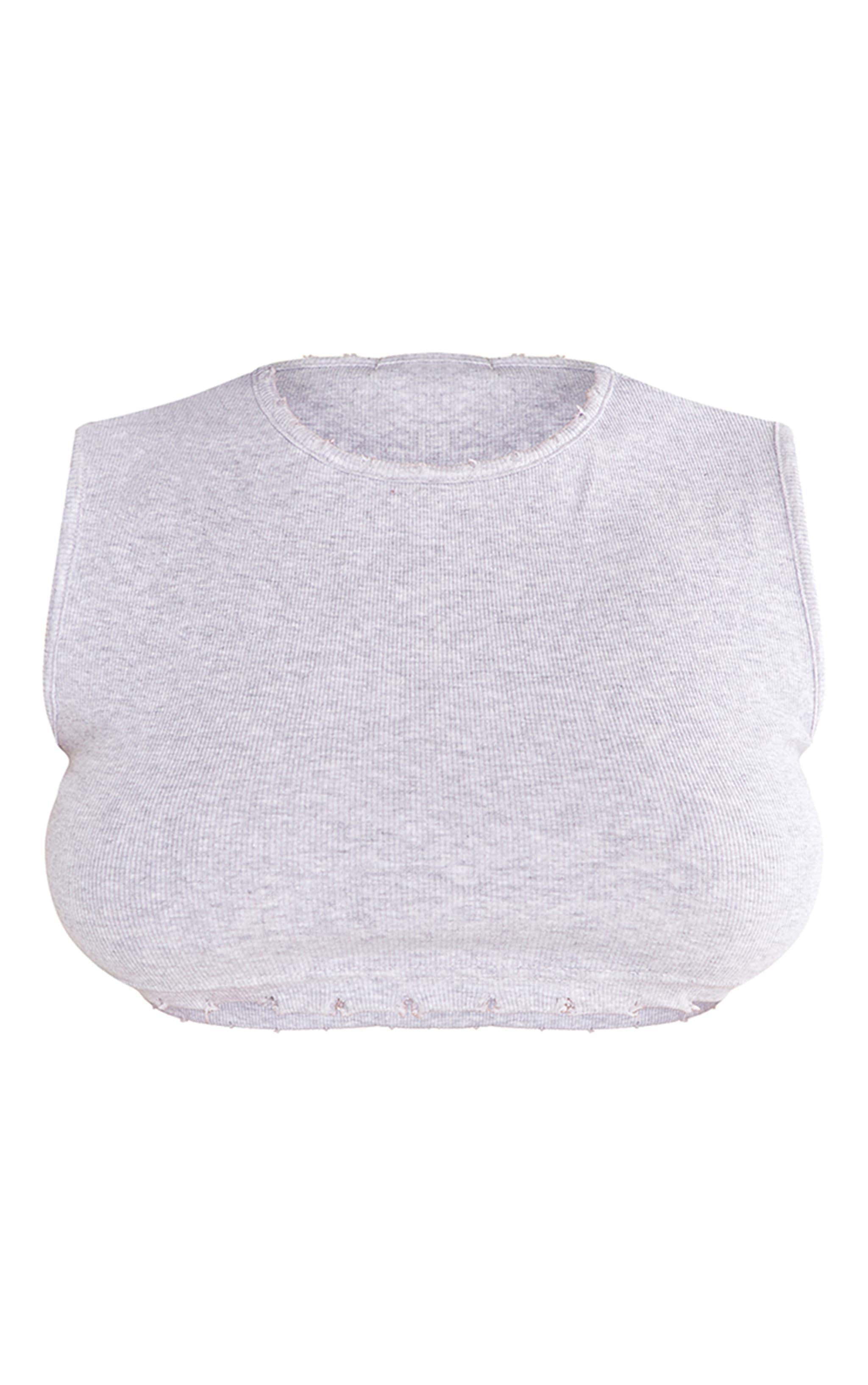 Shape Light Grey Rib Cropped Sleeveless Top Product Image