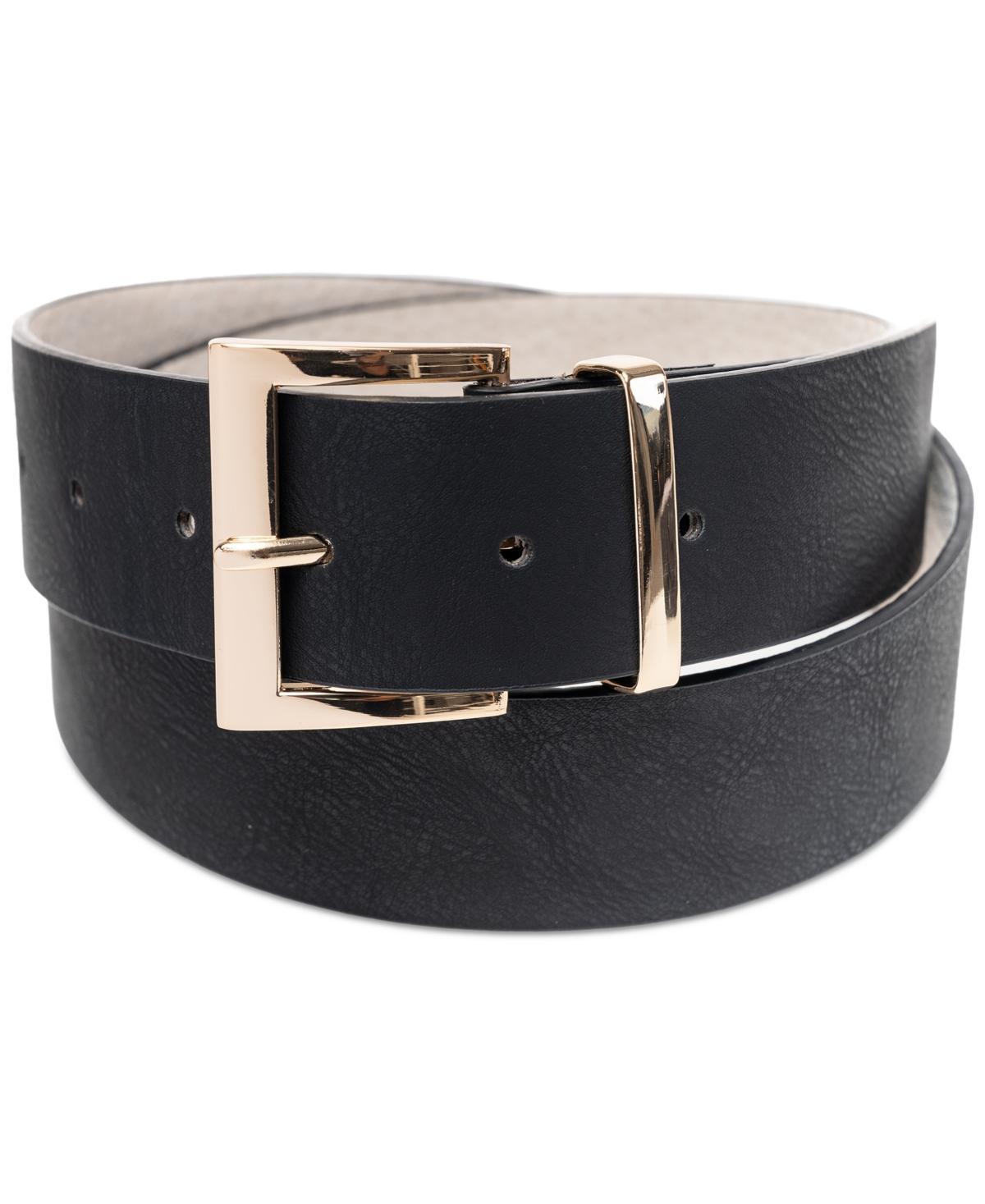 On 34th Womens Square-Buckle Faux-Leather Belt, Created for Macys Product Image