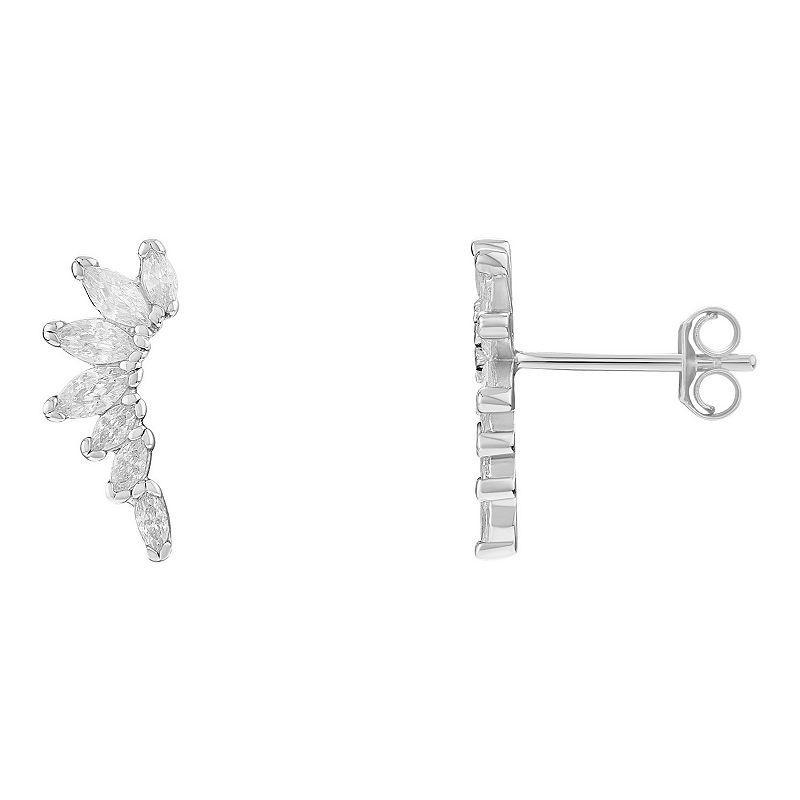 PRIMROSE Sterling Silver Graduated Marquise Cubic Zirconia Cluster Stud Earrings, Womens, Sterling And Clear Product Image