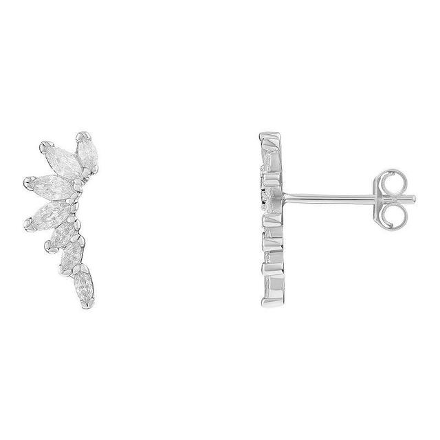 PRIMROSE Sterling Silver Graduated Marquise Cubic Zirconia Cluster Stud Earrings, Womens, Sterling And Clear Product Image