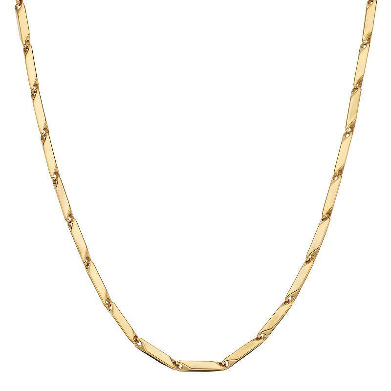 LYNX Mens Gold Tone Stainless Steel Bar Link Chain Necklace - 24 in. Product Image