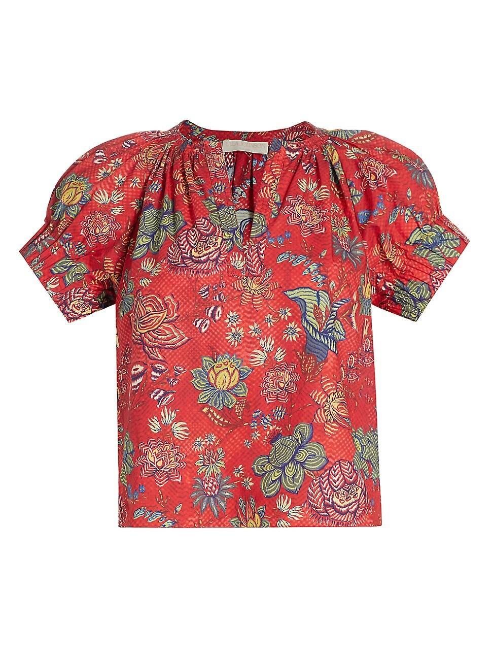 Womens Naomi Cotton Floral Flowy Top Product Image