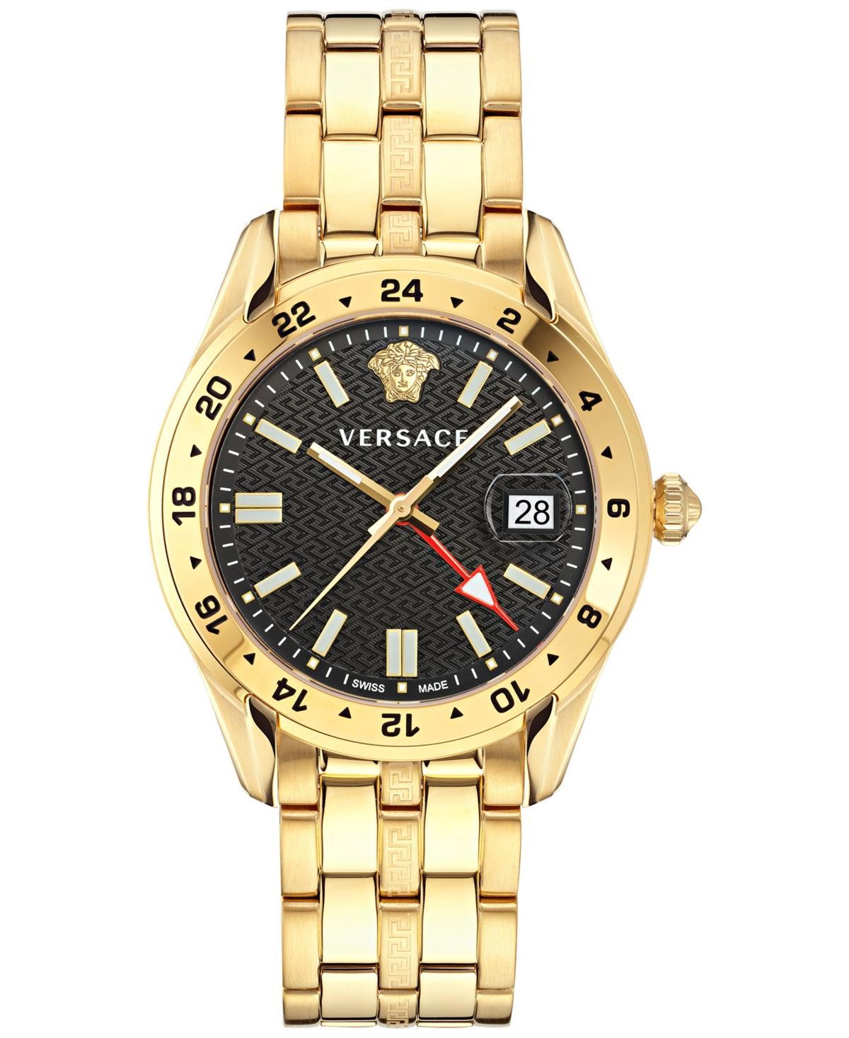 Mens 41MM Greca Time GMT Yellow Gold Watch Product Image