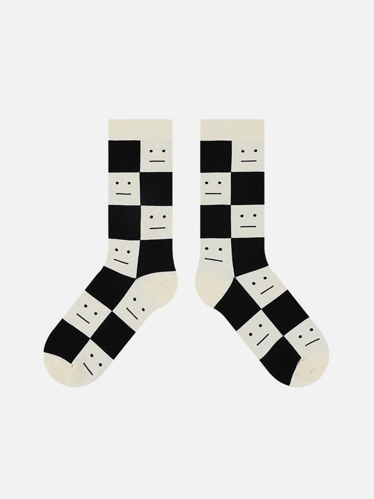 Checkered Smiley Socks Product Image